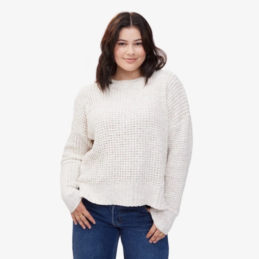 Beach Riot Callie Sweater Snow Cloud Cream Size Women’s L/XL NWT Waffle Knit